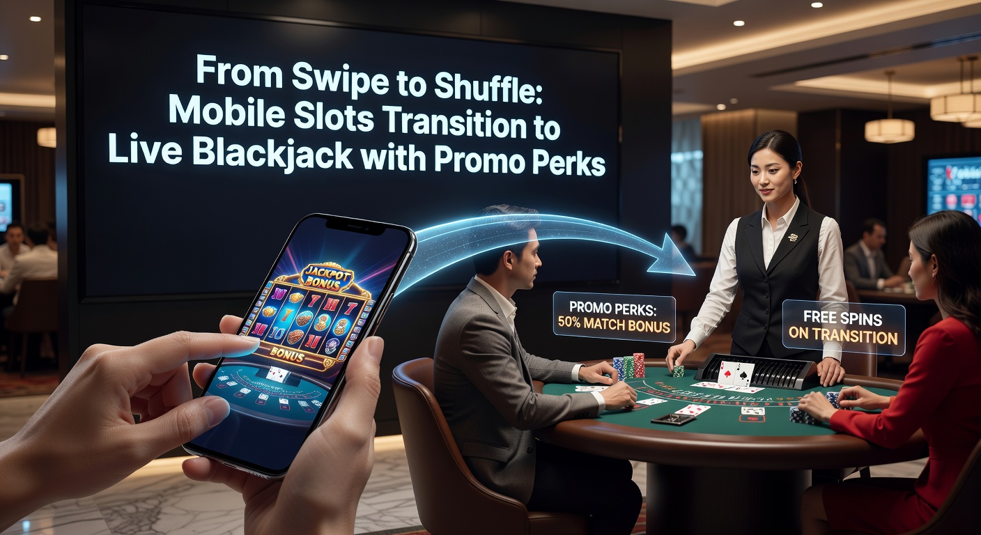 Live blackjack dealer on mobile screen dealing cards, surrounded by promotional banners for bonus perks and free bets