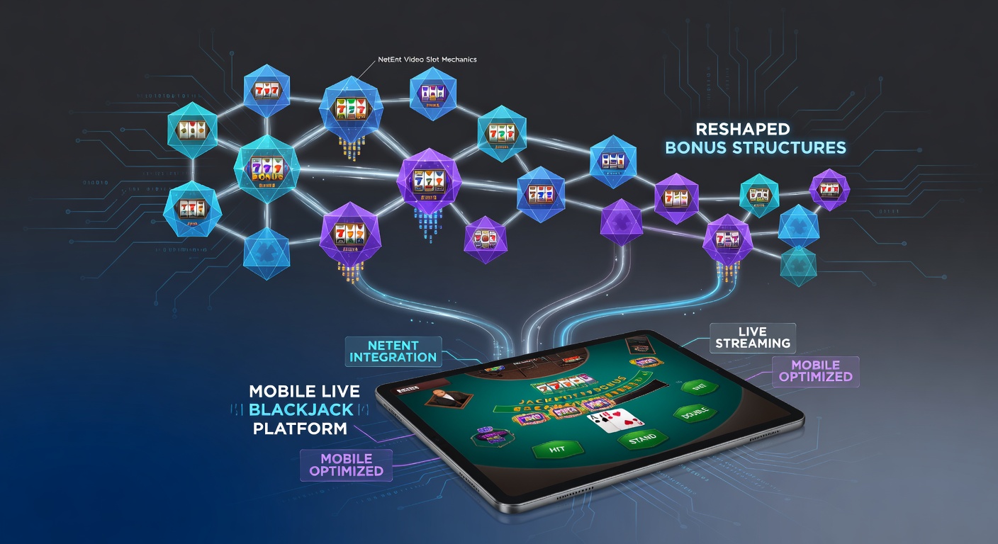 NetEnt slot reel mechanics displayed alongside mobile blackjack interface elements