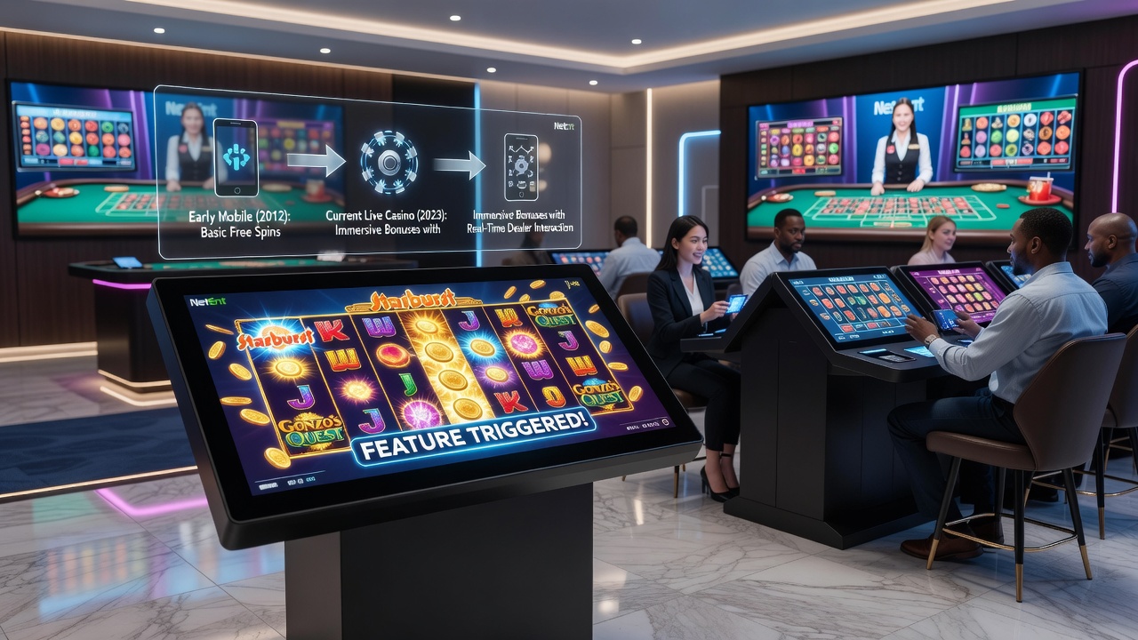 Live casino mobile setup with NetEnt slot features active