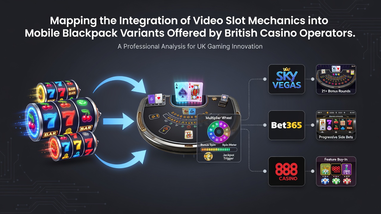 Mobile blackjack interface displaying integrated reel-based bonus rounds on a British operator platform