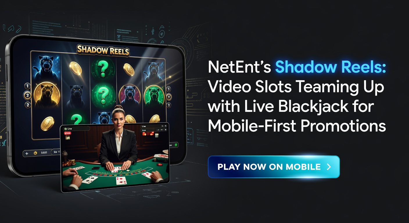 NetEnt Shadow Reels slot interface showing shadowy reels and blackjack table integration on a mobile screen