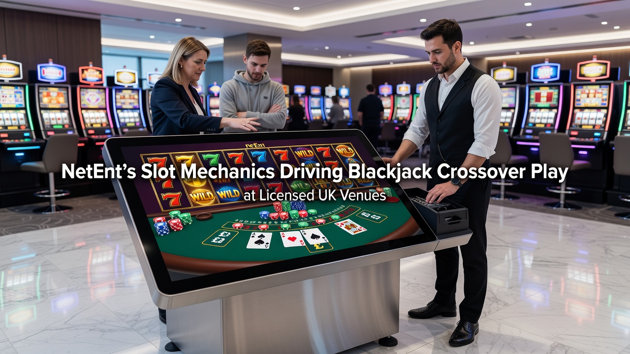 Blackjack table with players who previously engaged NetEnt slots, illustrating crossover activity at a UK licensed casino