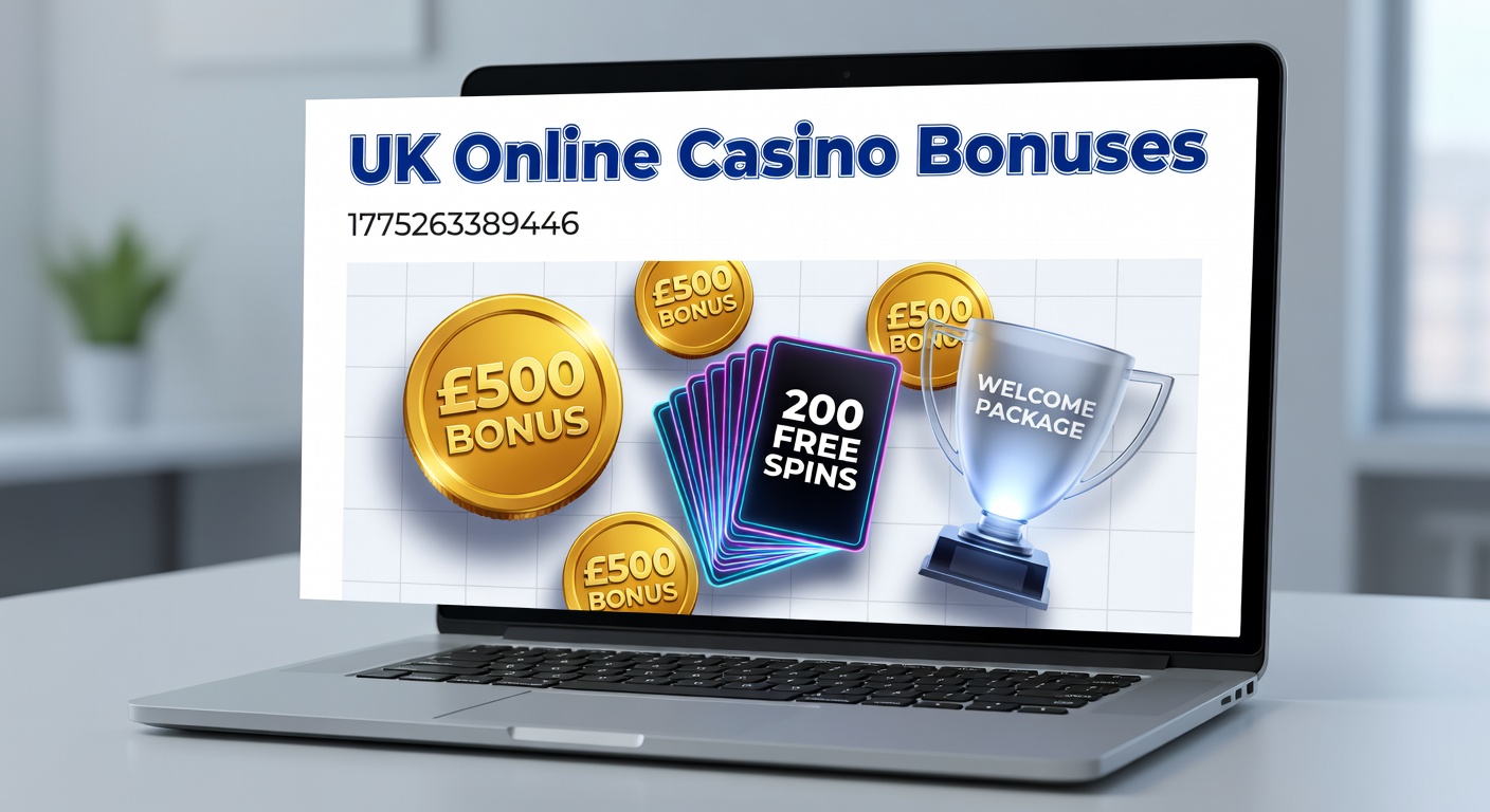 Vibrant display of online casino bonus promotions featuring spinning slots and stacked chips on a digital interface, highlighting UK player incentives