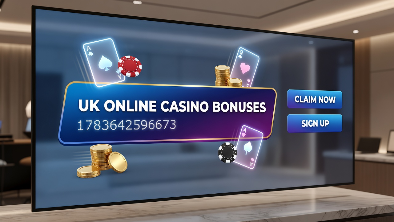 UK online casino bonus offers displayed on a digital interface